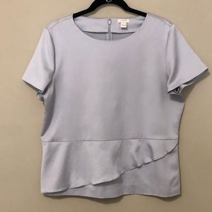 JCrew Silvery Blue Ruffle Front Blouse Sz 12